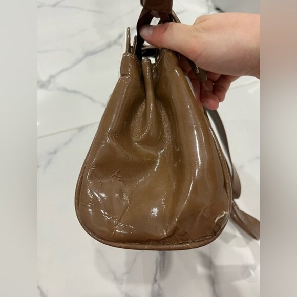 Y2K Italian Design Brown Shoulder Bag Faux Leather Spacious Everyday Handbag - Picture 10 of 12